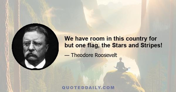 We have room in this country for but one flag, the Stars and Stripes!