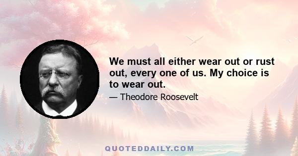 We must all either wear out or rust out, every one of us. My choice is to wear out.