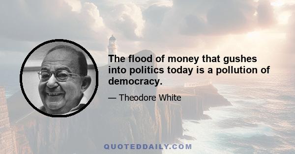 The flood of money that gushes into politics today is a pollution of democracy.