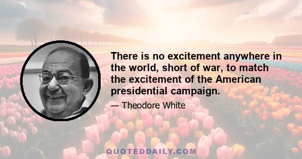 There is no excitement anywhere in the world, short of war, to match the excitement of the American presidential campaign.