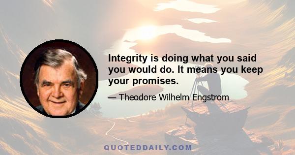 Integrity is doing what you said you would do. It means you keep your promises.