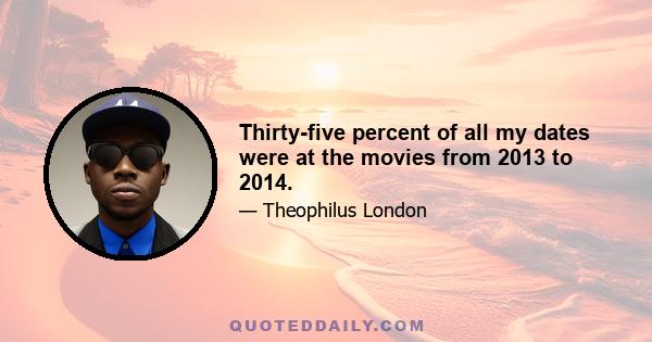 Thirty-five percent of all my dates were at the movies from 2013 to 2014.