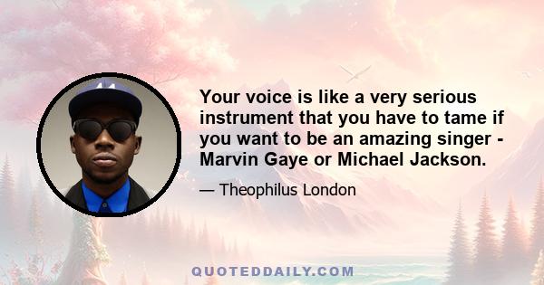 Your voice is like a very serious instrument that you have to tame if you want to be an amazing singer - Marvin Gaye or Michael Jackson.