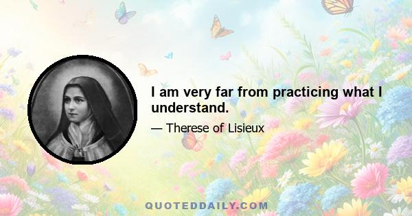 I am very far from practicing what I understand.