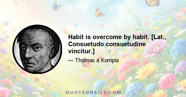 Habit is overcome by habit. [Lat., Consuetudo consuetudine vincitur.]