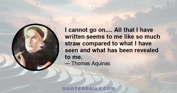 I cannot go on.... All that I have written seems to me like so much straw compared to what I have seen and what has been revealed to me.