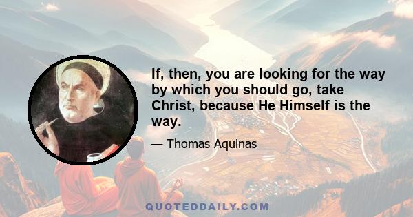 If, then, you are looking for the way by which you should go, take Christ, because He Himself is the way.