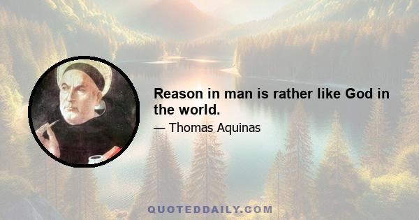 Reason in man is rather like God in the world.