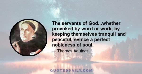 The servants of God...whether provoked by word or work, by keeping themselves tranquil and peaceful, evince a perfect nobleness of soul.