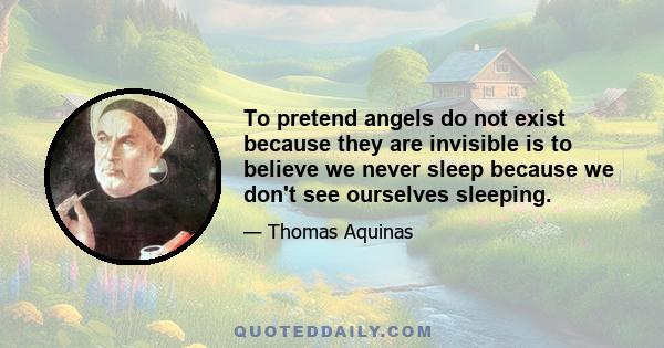 To pretend angels do not exist because they are invisible is to believe we never sleep because we don't see ourselves sleeping.