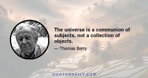 The universe is a communion of subjects, not a collection of objects.