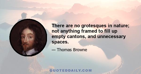 There are no grotesques in nature; not anything framed to fill up empty cantons, and unnecessary spaces.