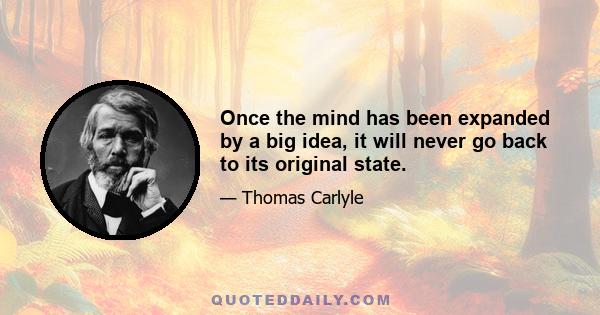 Once the mind has been expanded by a big idea, it will never go back to its original state.