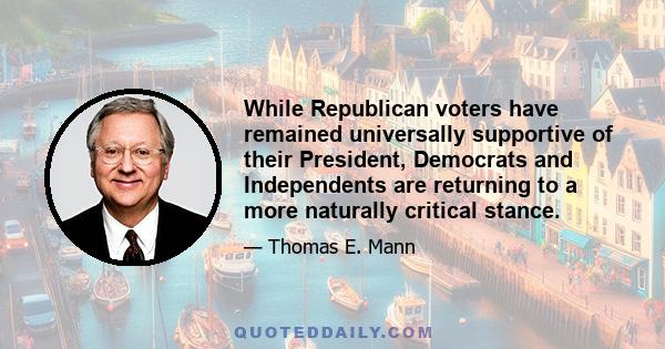 While Republican voters have remained universally supportive of their President, Democrats and Independents are returning to a more naturally critical stance.