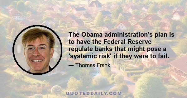 The Obama administration's plan is to have the Federal Reserve regulate banks that might pose a 'systemic risk' if they were to fail.