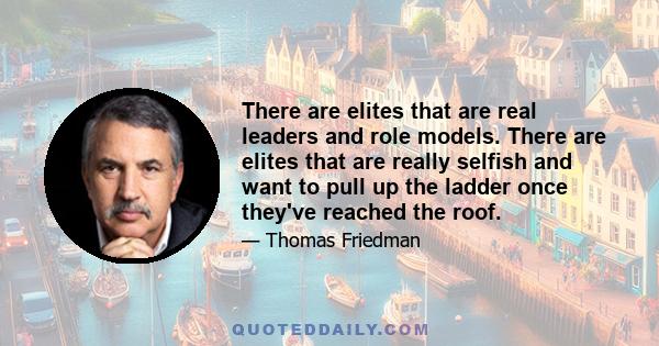 There are elites that are real leaders and role models. There are elites that are really selfish and want to pull up the ladder once they've reached the roof.