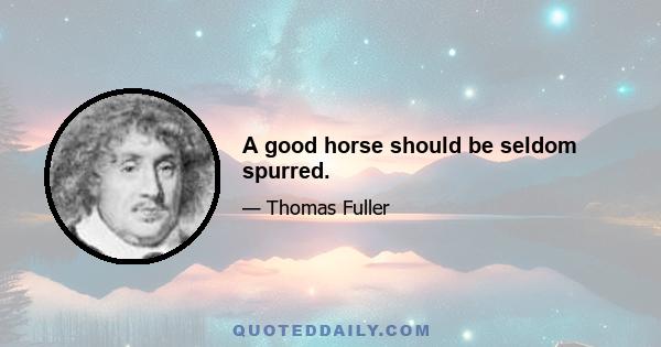 A good horse should be seldom spurred.