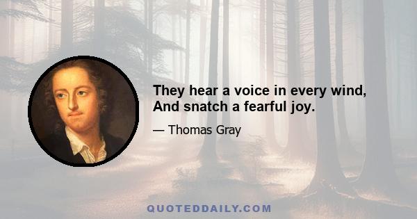 They hear a voice in every wind, And snatch a fearful joy.