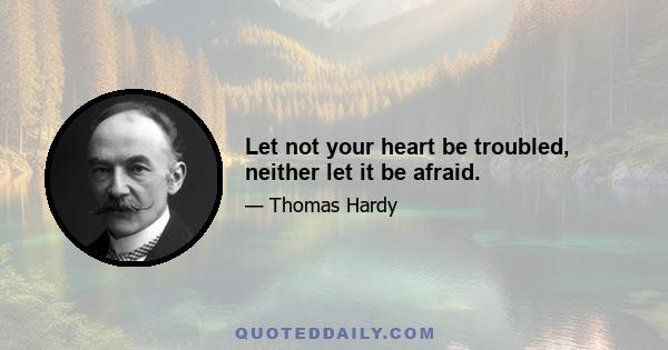 Let not your heart be troubled, neither let it be afraid.