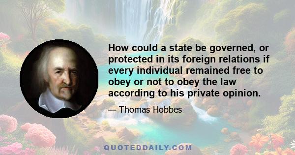 How could a state be governed, or protected in its foreign relations if every individual remained free to obey or not to obey the law according to his private opinion.