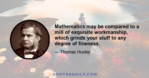 Mathematics may be compared to a mill of exquisite workmanship, which grinds your stuff to any degree of fineness.