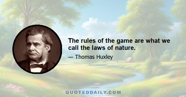 The rules of the game are what we call the laws of nature.