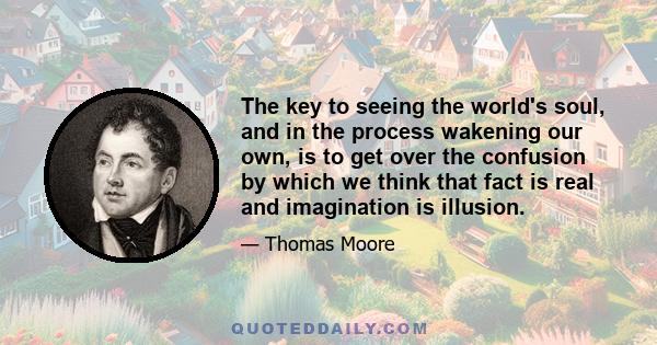 The key to seeing the world's soul, and in the process wakening our own, is to get over the confusion by which we think that fact is real and imagination is illusion.