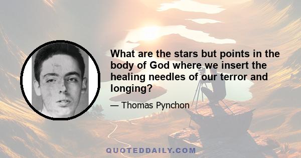 What are the stars but points in the body of God where we insert the healing needles of our terror and longing?