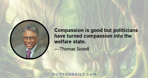 Compassion is good but politicians have turned compassion into the welfare state.