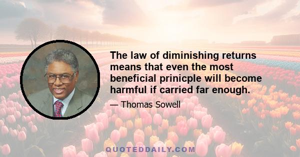 The law of diminishing returns means that even the most beneficial prinicple will become harmful if carried far enough.