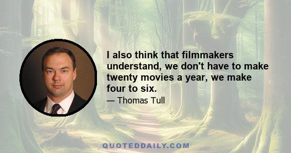 I also think that filmmakers understand, we don't have to make twenty movies a year, we make four to six.