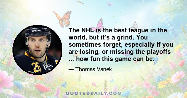 The NHL is the best league in the world, but it's a grind. You sometimes forget, especially if you are losing, or missing the playoffs ... how fun this game can be.