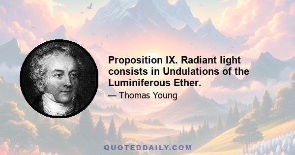 Proposition IX. Radiant light consists in Undulations of the Luminiferous Ether.