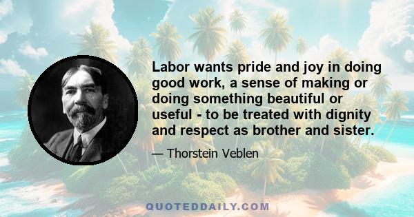 Labor wants pride and joy in doing good work, a sense of making or doing something beautiful or useful - to be treated with dignity and respect as brother and sister.