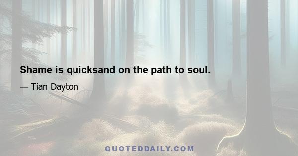 Shame is quicksand on the path to soul.