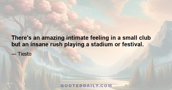 There's an amazing intimate feeling in a small club but an insane rush playing a stadium or festival.