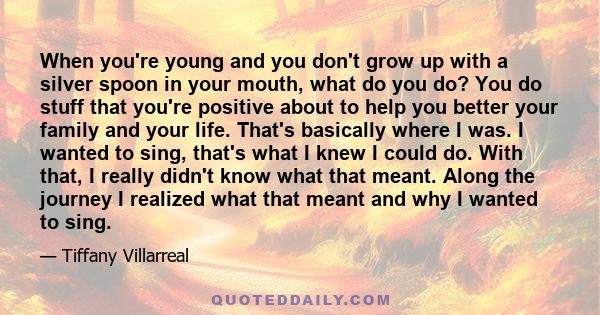 When you're young and you don't grow up with a silver spoon in your mouth, what do you do? You do stuff that you're positive about to help you better your family and your life. That's basically where I was. I wanted to