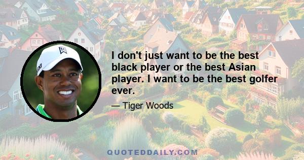 I don't just want to be the best black player or the best Asian player. I want to be the best golfer ever.