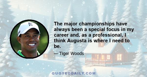 The major championships have always been a special focus in my career and, as a professional, I think Augusta is where I need to be.