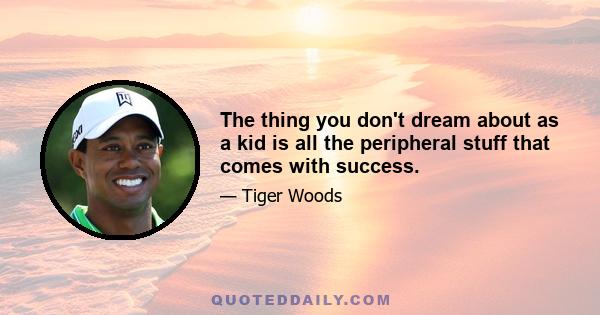 The thing you don't dream about as a kid is all the peripheral stuff that comes with success.