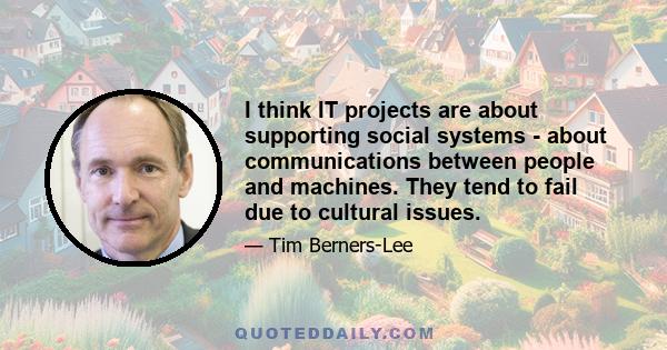 I think IT projects are about supporting social systems - about communications between people and machines. They tend to fail due to cultural issues.