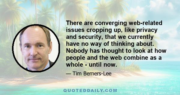 There are converging web-related issues cropping up, like privacy and security, that we currently have no way of thinking about. Nobody has thought to look at how people and the web combine as a whole - until now.