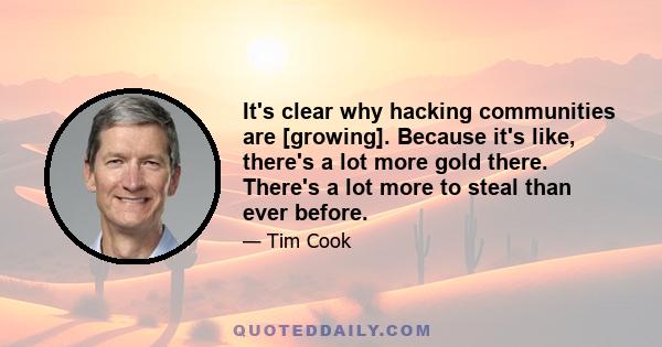 It's clear why hacking communities are [growing]. Because it's like, there's a lot more gold there. There's a lot more to steal than ever before.