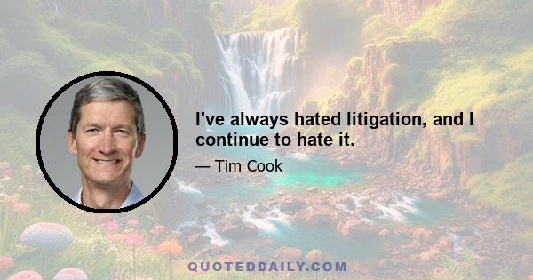 I've always hated litigation, and I continue to hate it.