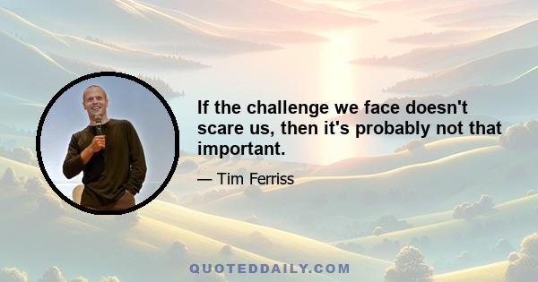 If the challenge we face doesn't scare us, then it's probably not that important.