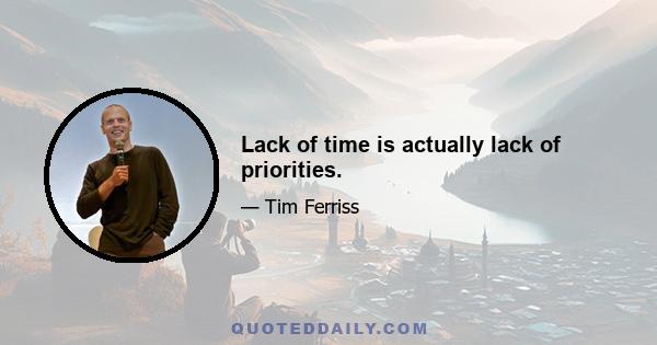 Lack of time is actually lack of priorities.