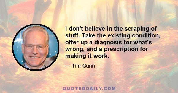 I don't believe in the scraping of stuff. Take the existing condition, offer up a diagnosis for what's wrong, and a prescription for making it work.