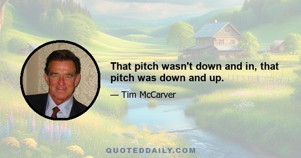 That pitch wasn't down and in, that pitch was down and up.