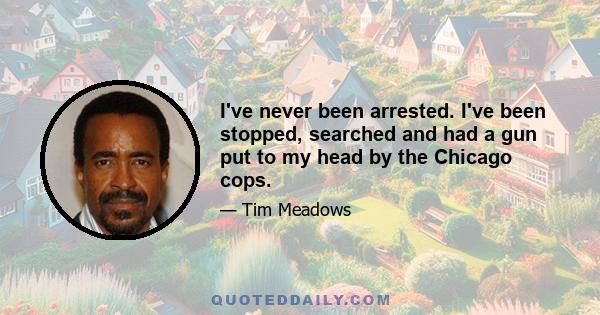 I've never been arrested. I've been stopped, searched and had a gun put to my head by the Chicago cops.