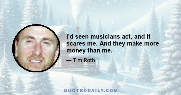 I'd seen musicians act, and it scares me. And they make more money than me.